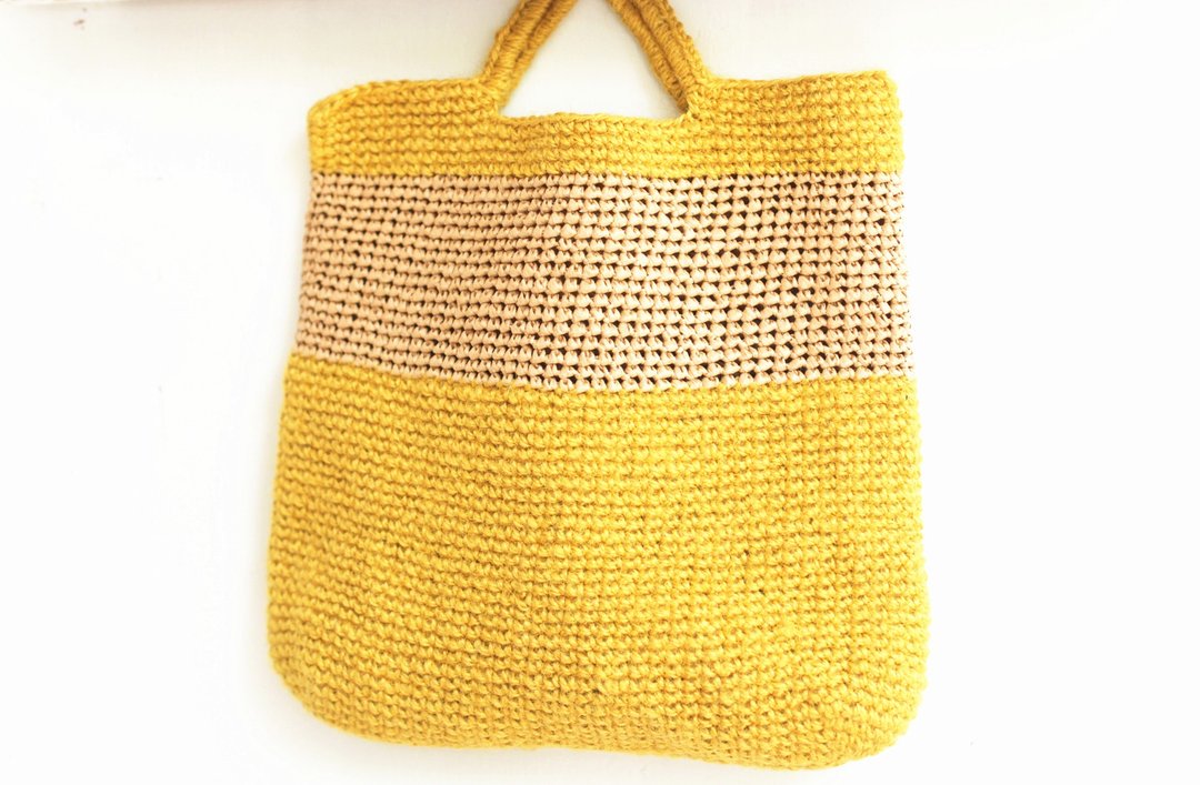 【好日手作】Handmade。手工编织 。夏暑手编亲子包 - 手提包/手提袋 - 棉 橘色