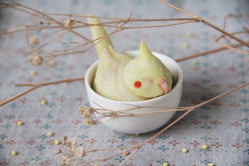 茶鹦 (菊花茶鹦) - 摆饰 - 树脂 黄色