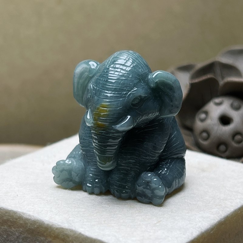 翡翠巧雕大象 | 天然A货翡翠 | 送礼 - 其他 - 玉石 绿色