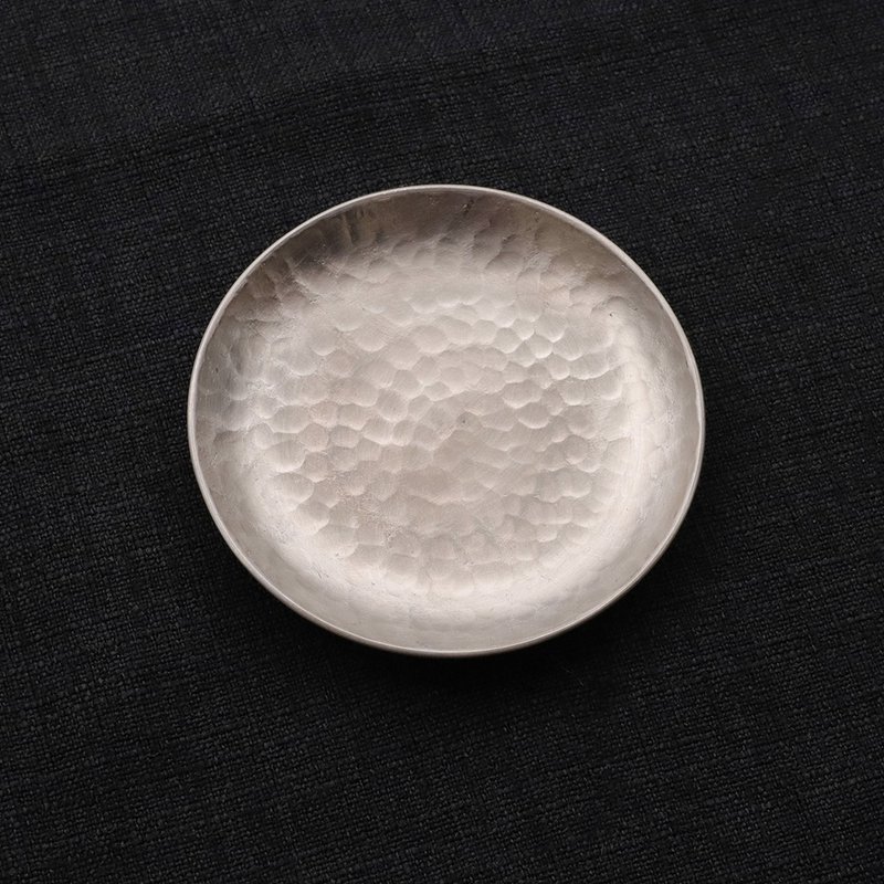 锤纹白锡纹杯托/小型款 - 杯垫 - 其他金属 银色