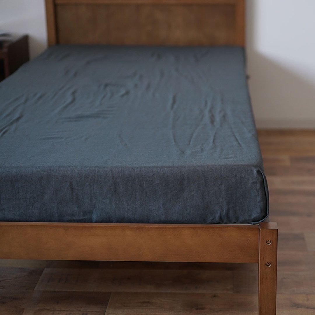 wafu --Flax Bedding Midweight Linen Flat Sheet / Antique Gray r001a-agy2 - 寝具 - 亚麻 灰色