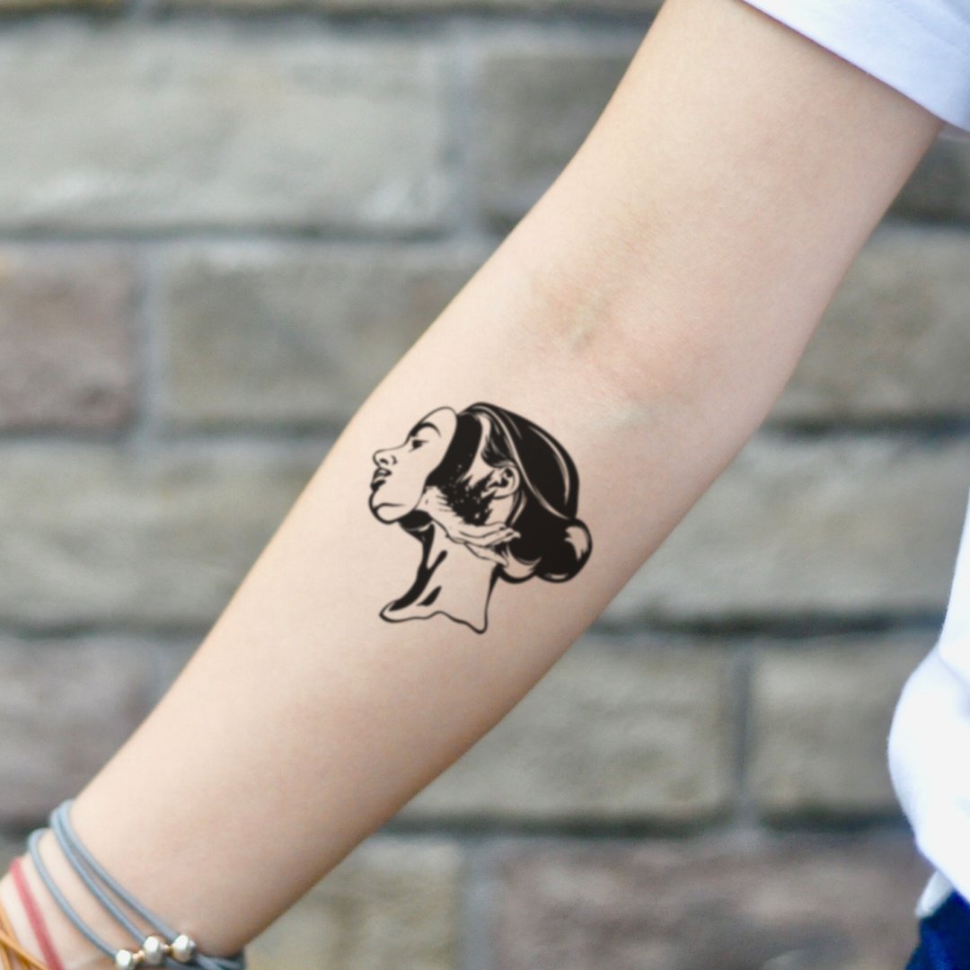 OhMyTat 伤心的女孩 Sad Girl 刺青图案纹身贴纸 (2 张) - 纹身贴 - 纸 黑色