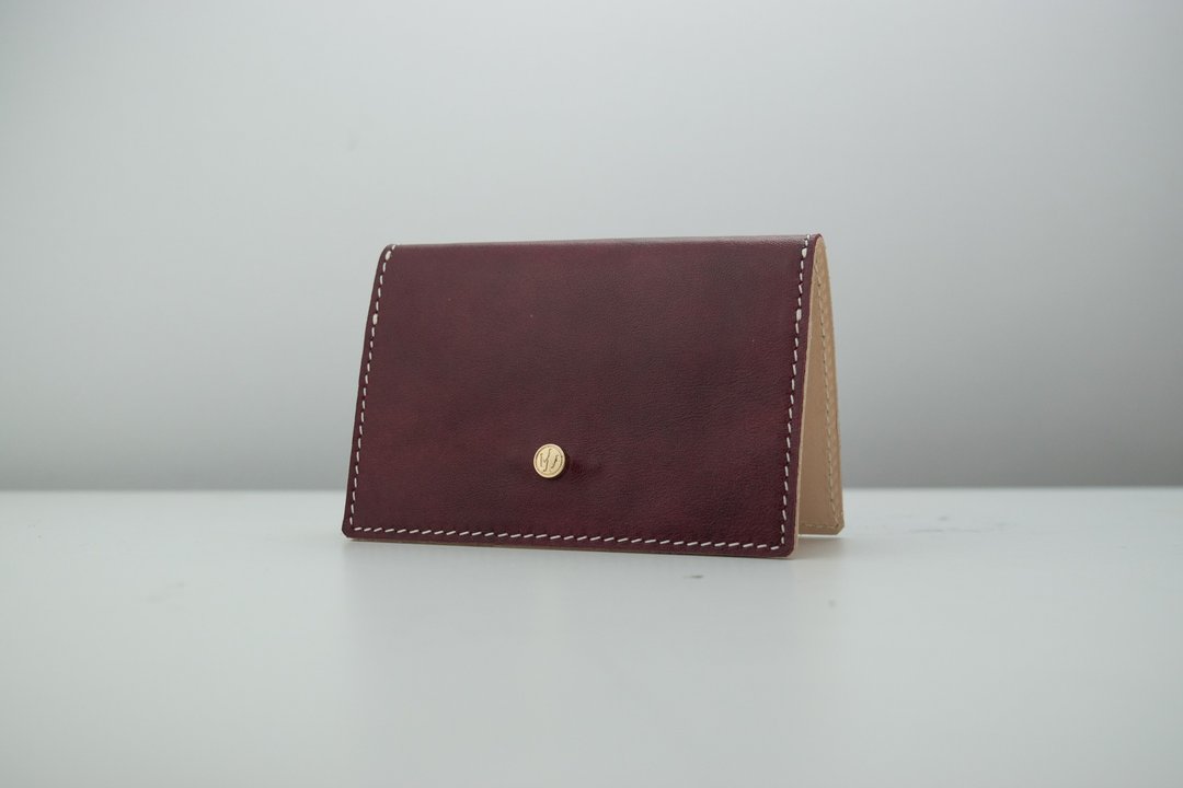 Card case 名片夹 微醺酒红 意大利皮革 定制烫印 - 名片夹/名片盒 - 真皮 红色