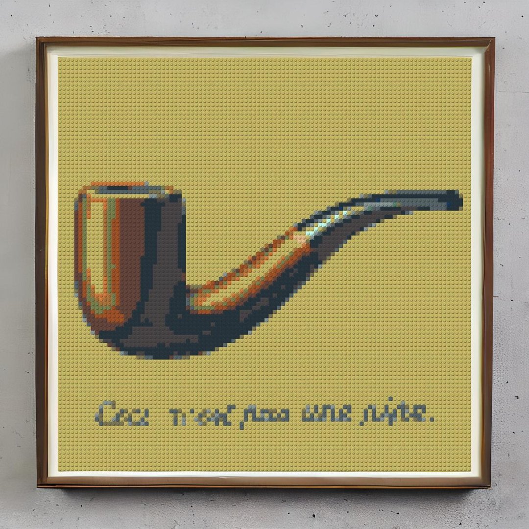 【装饰】积木名画挂画: 这不是一个烟斗 - 雷内马格利特 - 海报/装饰画/版画 - 塑料 卡其色