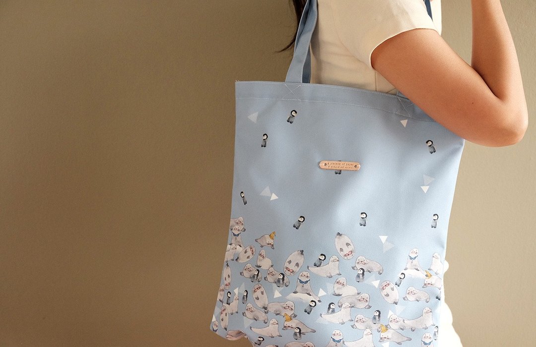 Tote bag : SEAL COLONY - 手提包/手提袋 - 棉 蓝色