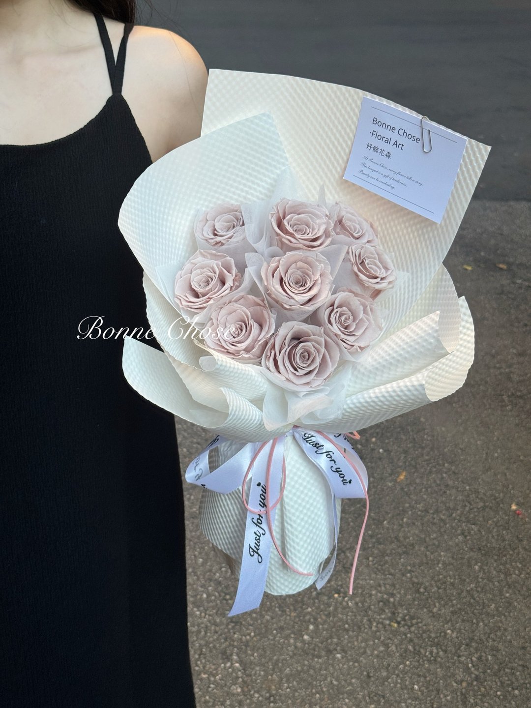 高级感永生玫瑰花束 - 莫兰迪粉、告白花束、生日花束、送女友、送 - 干燥花/捧花 - 植物．花 粉红色