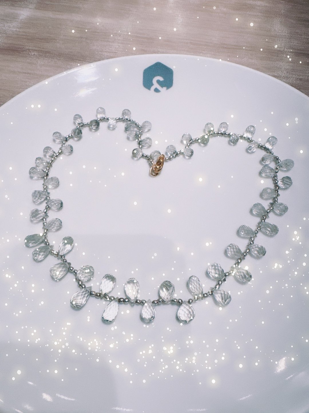 Gold aquamarine 绿色海蓝宝天堂 - 项链 - 纯银 绿色