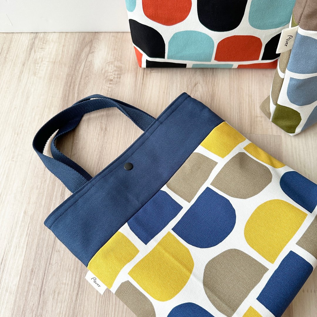 【River】大散步包/几何半圆/黄 - 手提包/手提袋 - 棉 卡其色