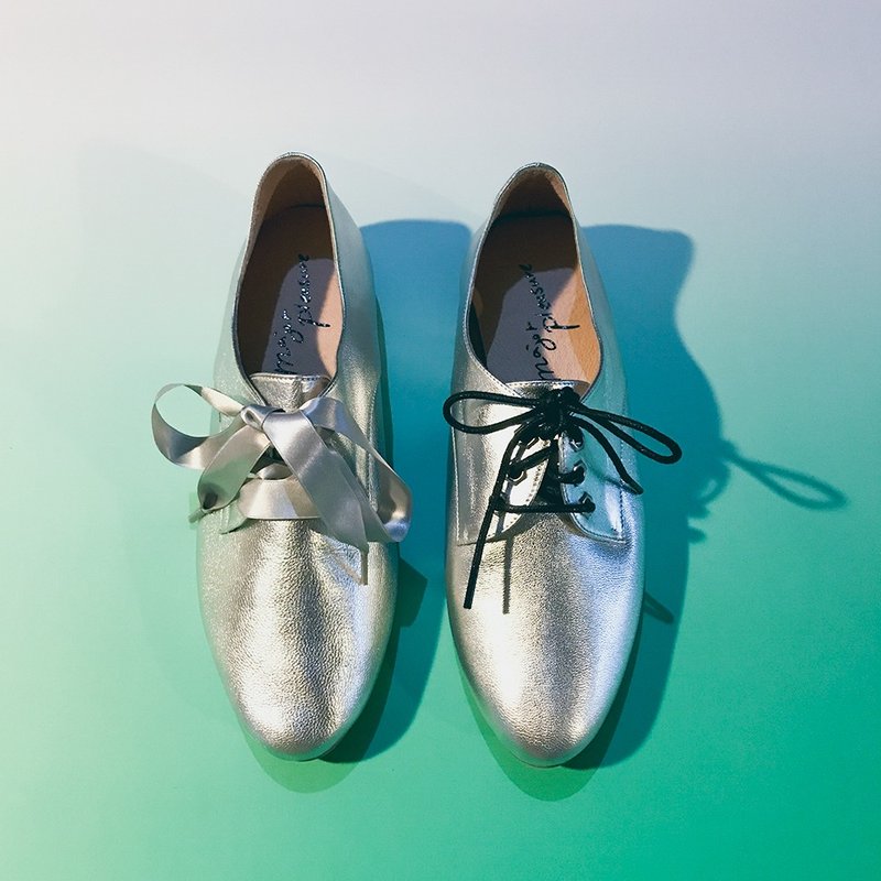 牛奶糖胶底!澎澎足感两种绑带鞋 银 全真皮 - 女款休闲鞋 - 真皮 银色