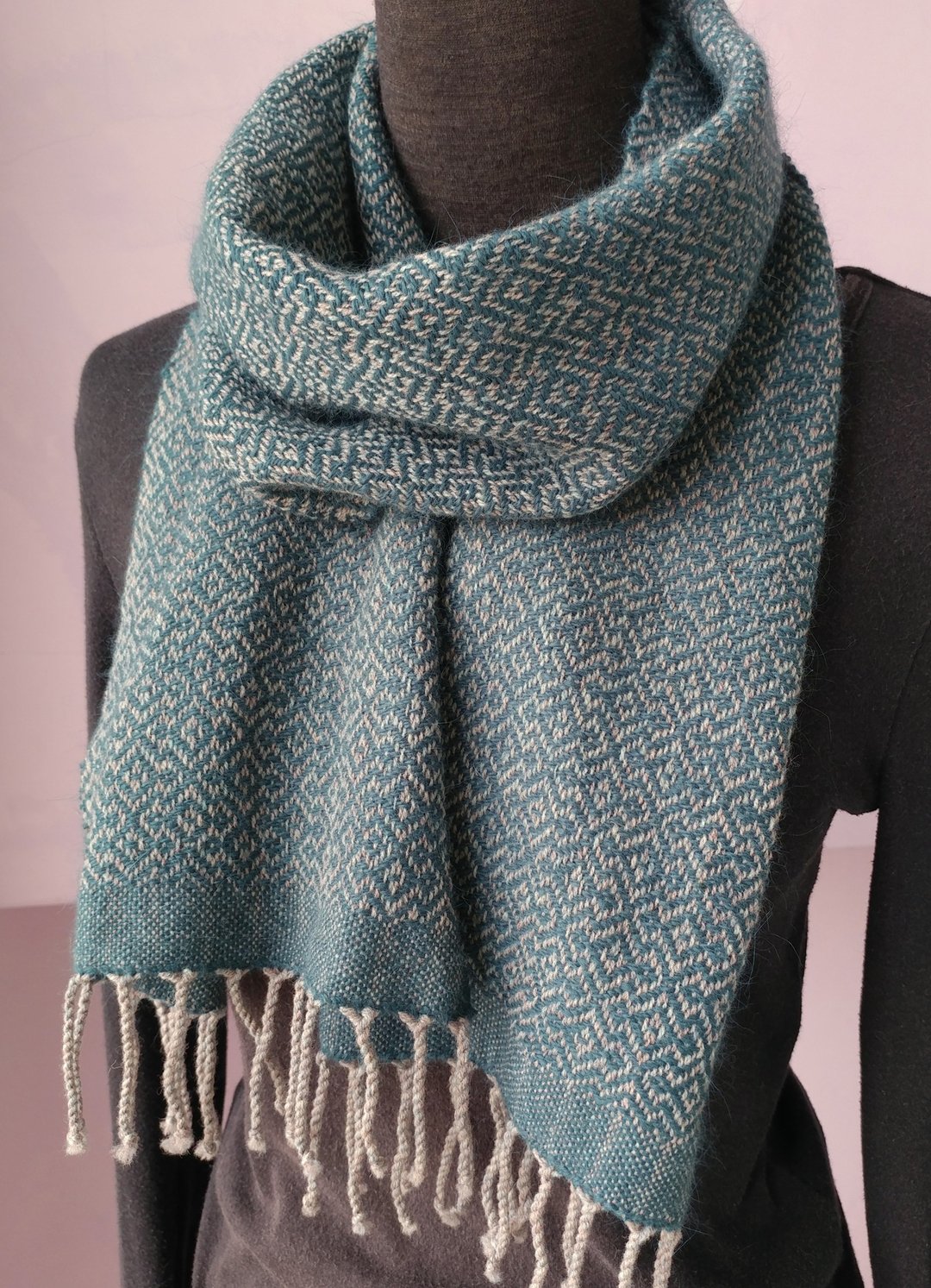 Handwoven by Carina | 手织羔羊毛/貂绒围巾 - 围巾/披肩 - 羊毛 多色