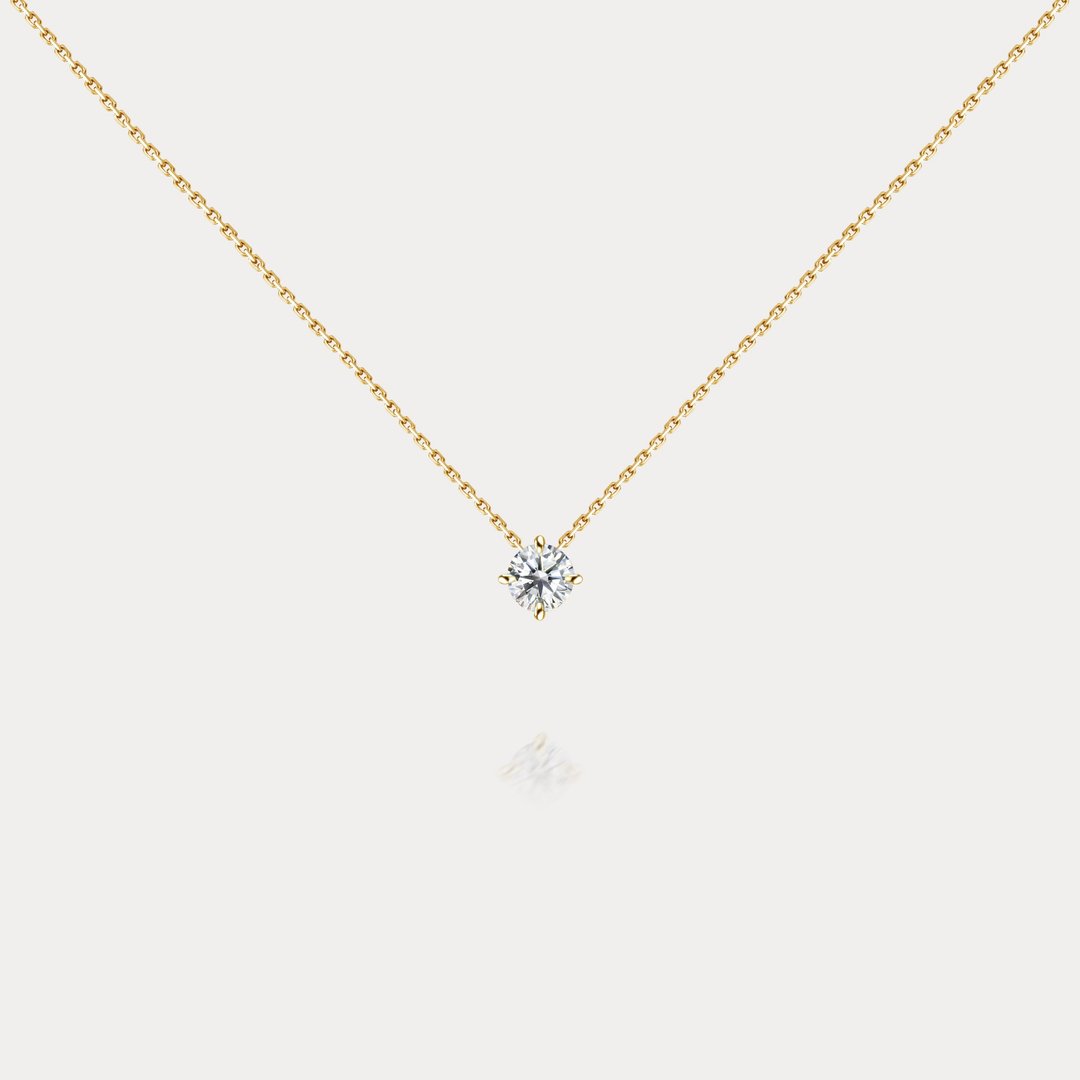 Crown | 0.10ct-0.20ct 经典四爪镶 八心八箭 天然钻石18K项链 - 项链 - 钻石 白色