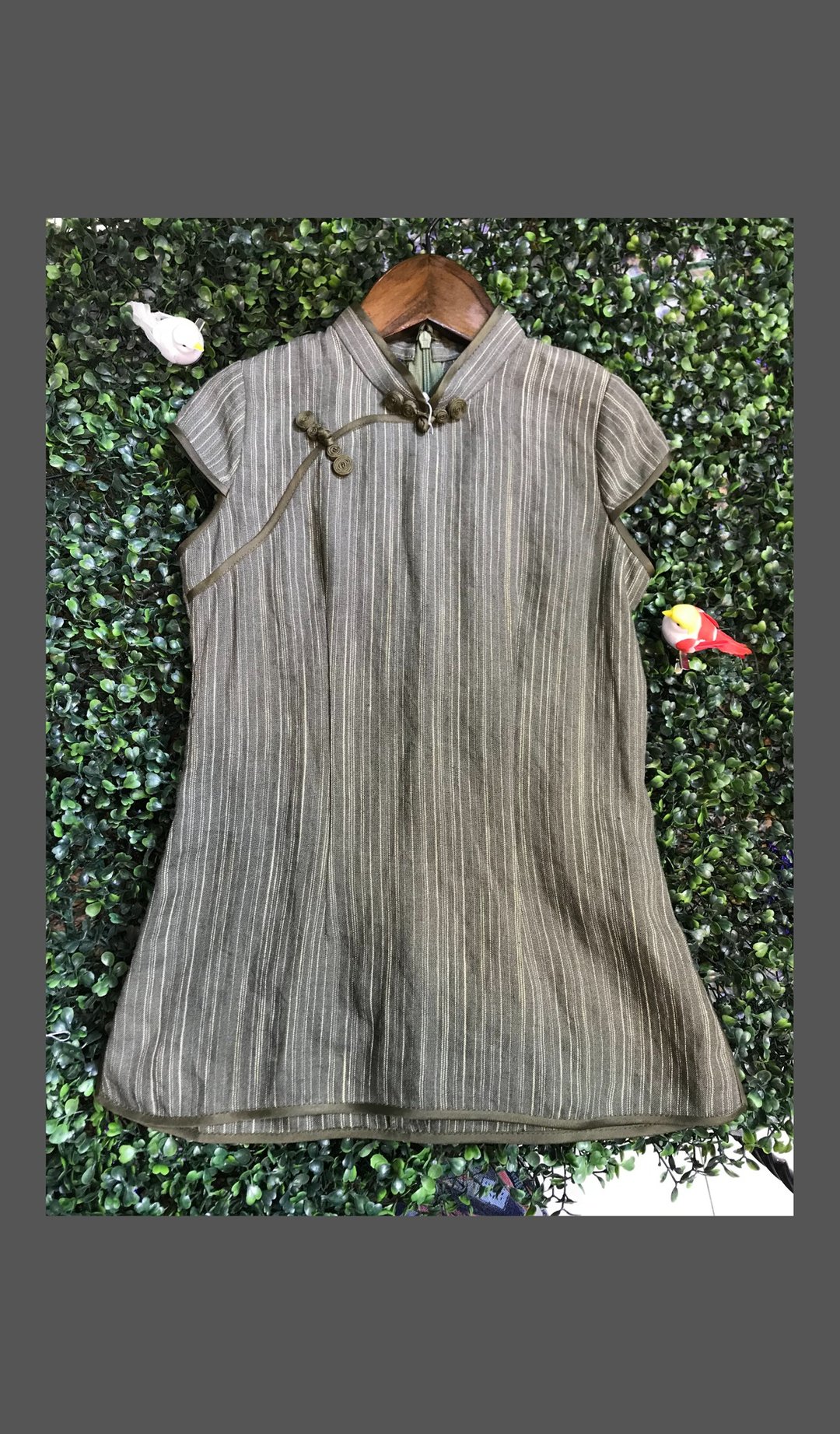 VINTAGE悦裳 新式改良女童旗袍 长裙 连身裙 亲子旗袍系列NS-231 - 旗袍 - 棉 卡其色