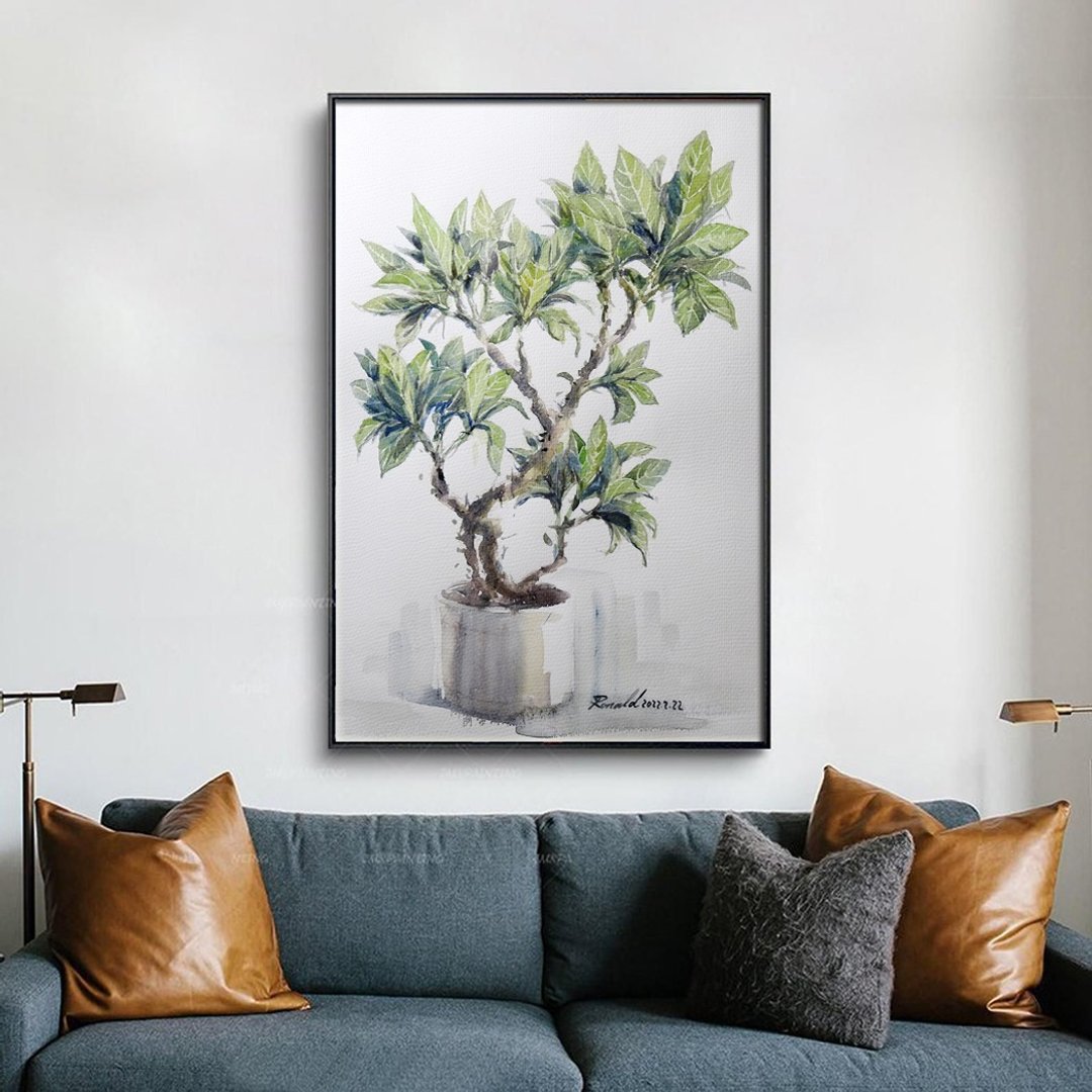 手绘(水彩)原画(白水木03)北欧植物风格/居家办公室/壁画/礼物 - 海报/装饰画/版画 - 纸 绿色