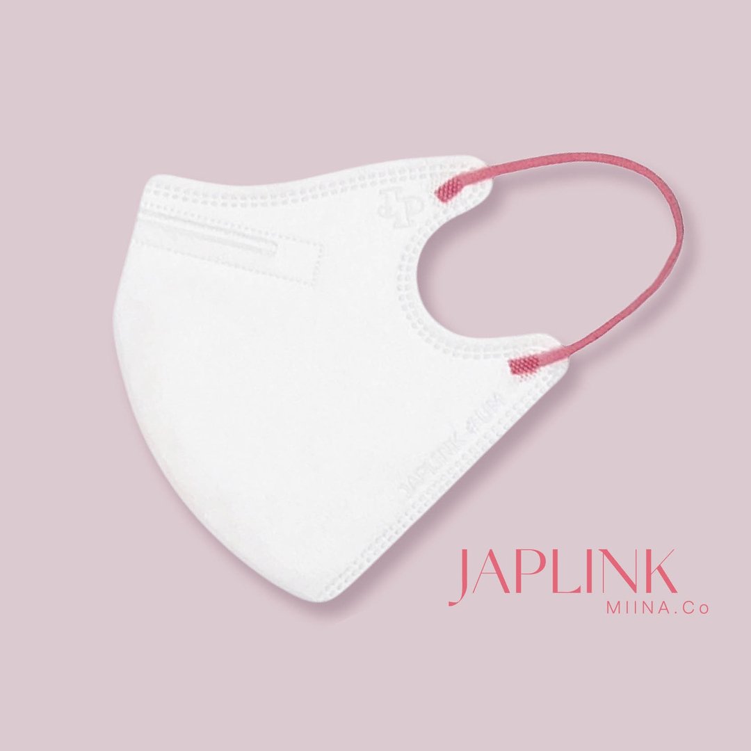 【标准】JAPLINK HEPA 高科技水驻极 立体医疗口罩- 纯白x粉耳 - 口罩 - 聚酯纤维 粉红色