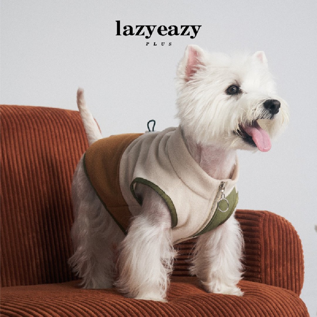 Lazyeazy撞色摇粒绒背心宠物狗狗衣服雪纳瑞小型犬外套 - 衣/帽 - 棉 