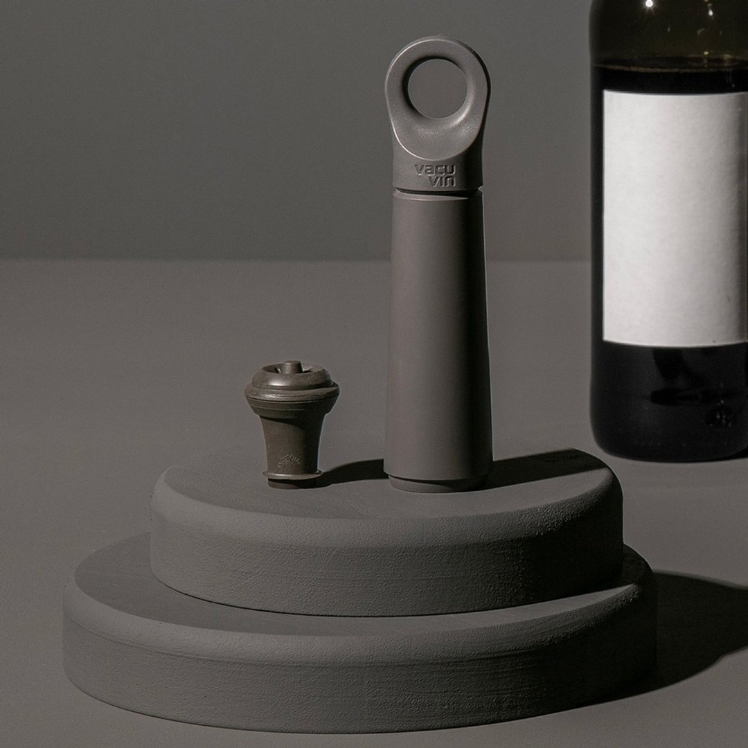 荷兰 Vacu Vin Loop 抽真空器 + 酒瓶塞 (石墨灰) | 真空瓶塞 - 酒杯/酒器 - 塑料 灰色
