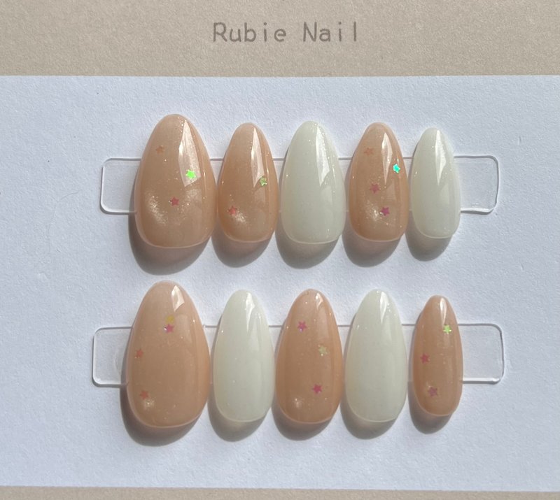 rubie星点奶霜-粉橘猫眼-手工穿戴甲 - 其他 - 其他材质 