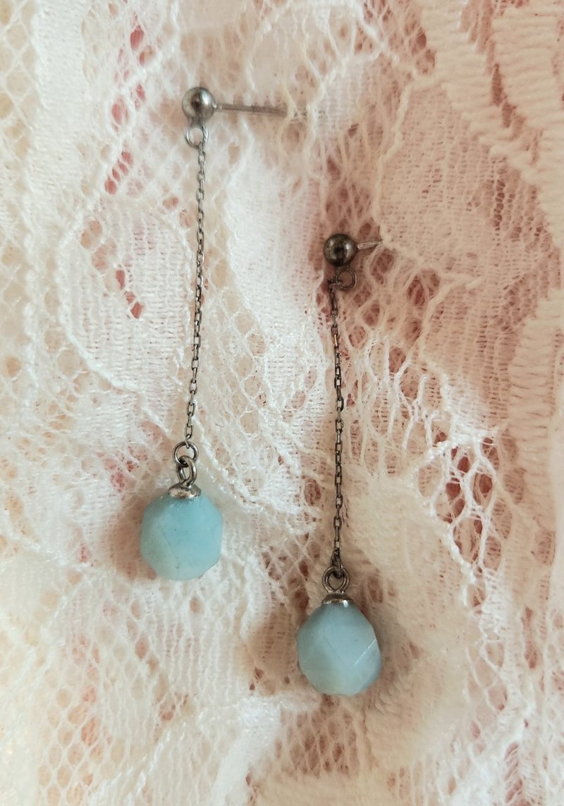 【圣诞礼盒】【满额优惠】天河石S925纯银耳环 - 耳环/耳夹 - 其他材质 蓝色