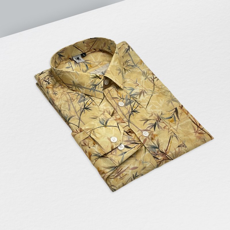 细叶黄衬衫 - 男装衬衫 - 棉．麻 卡其色