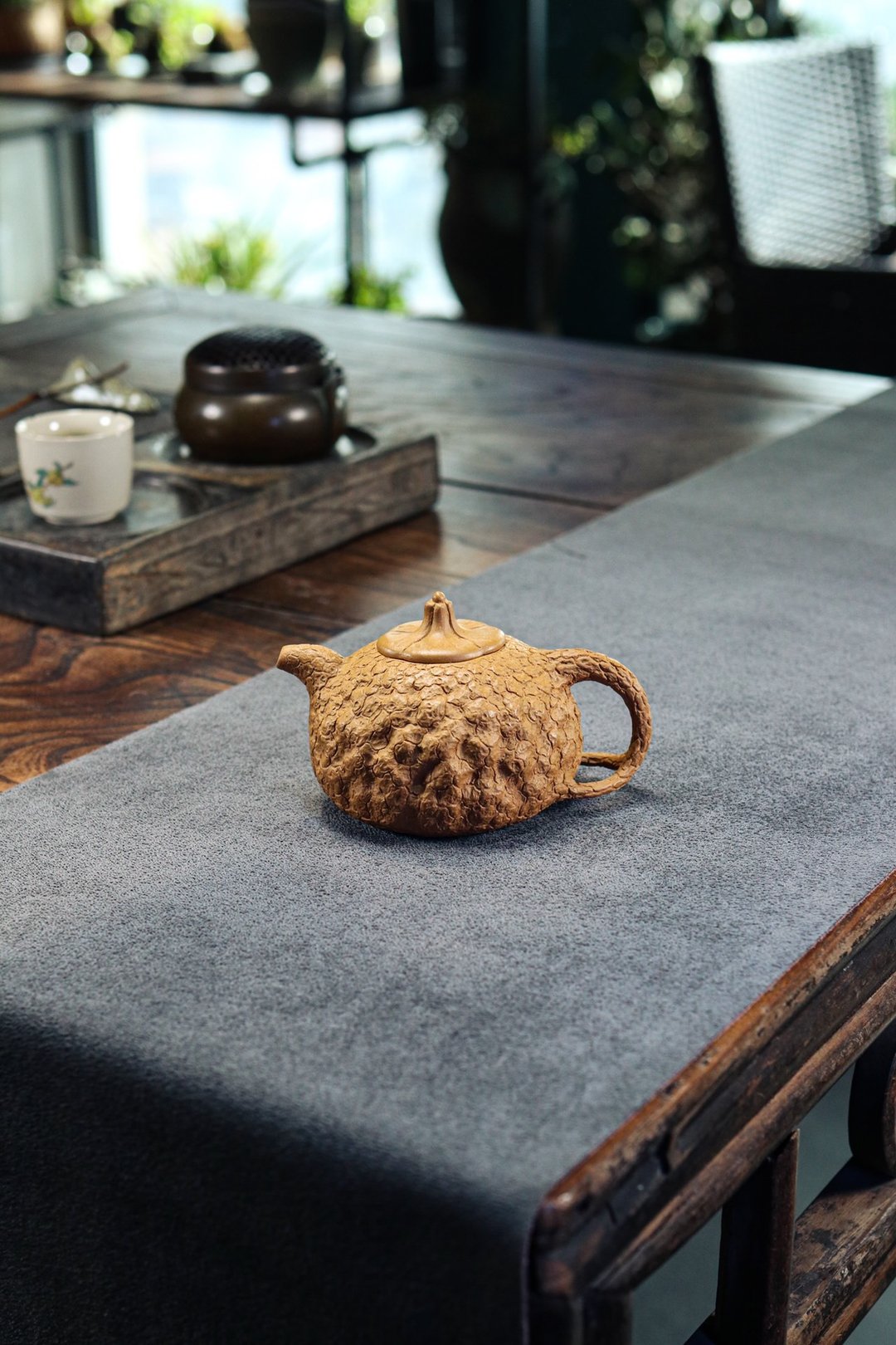 瓜钮供春 全手工  段泥 260ml 9孔 井老师作品  此壶外形似 - 茶具/茶杯 - 陶 灰色