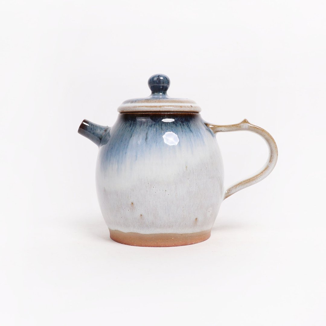 明芽窑 l 白萩蓝流釉后手壶 茶壶 陶艺品 H3 - 茶具/茶杯 - 陶 蓝色