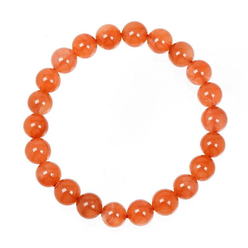 【正佳珠宝】红兔毛水晶 娇橙兔毛 7.8-8.3mm 红兔毛手珠 - 手链/手环 - 半宝石 多色