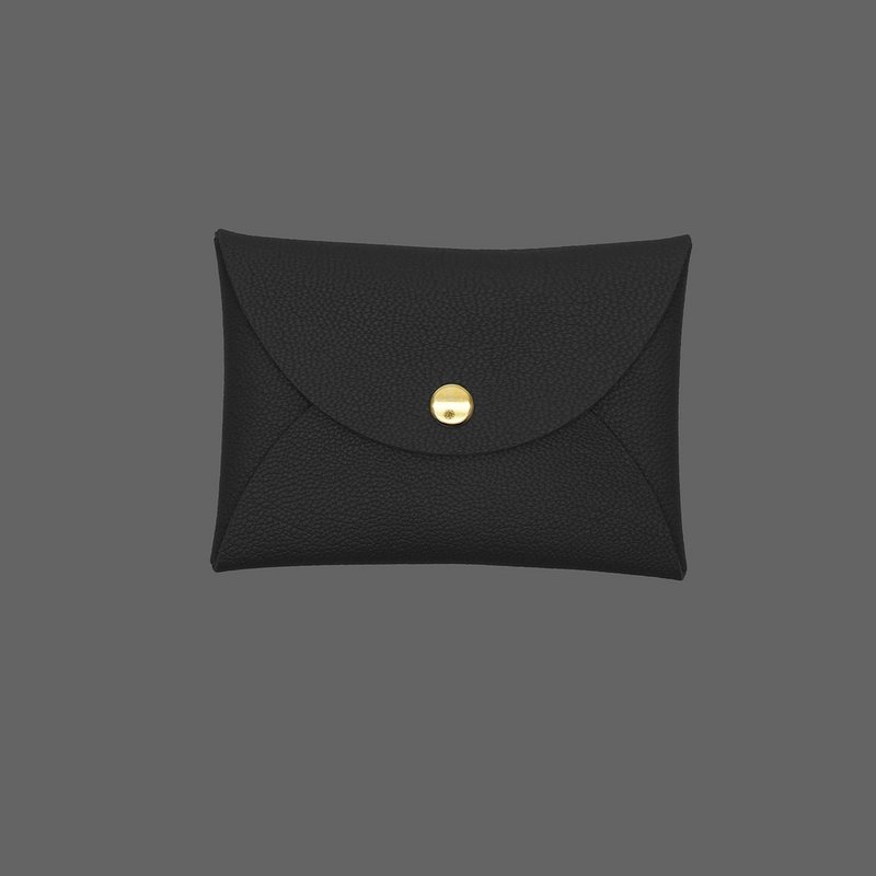 定制真皮革山羊皮马卡龙黑色卡片套/钱包/card holder/card case - 名片夹/名片盒 - 真皮 黑色