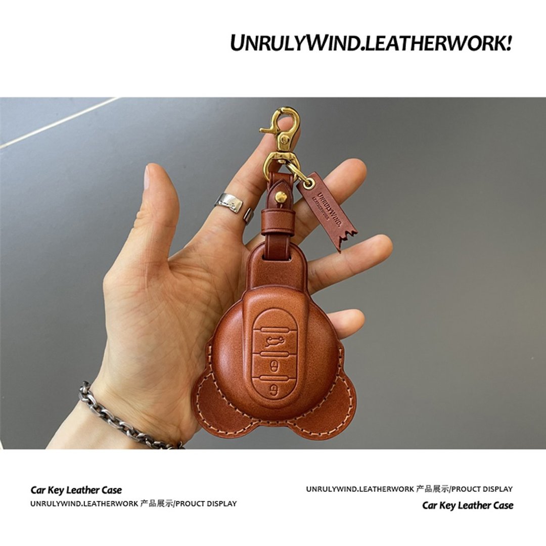 专用宝马mini钥匙套迷你cooper one汽车countryman女可爱手工真皮 - 钥匙链/钥匙包 - 真皮 