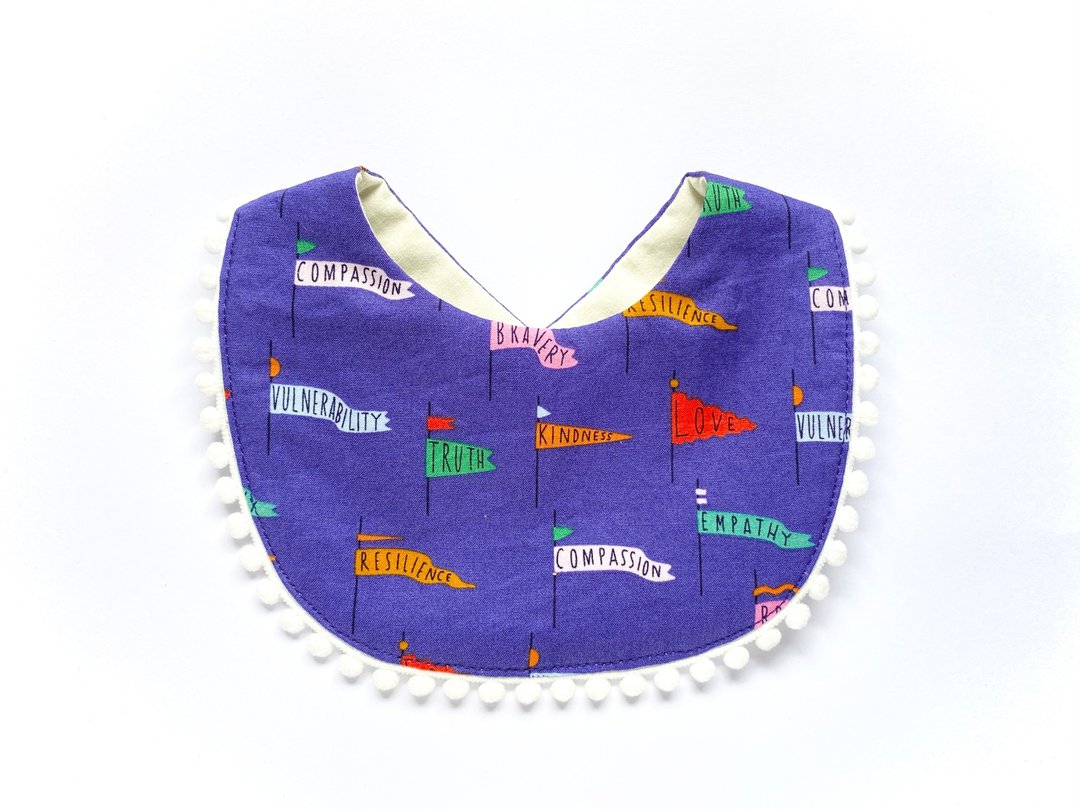 Organic cotton bib LOVE - 围嘴/口水巾 - 棉 紫色