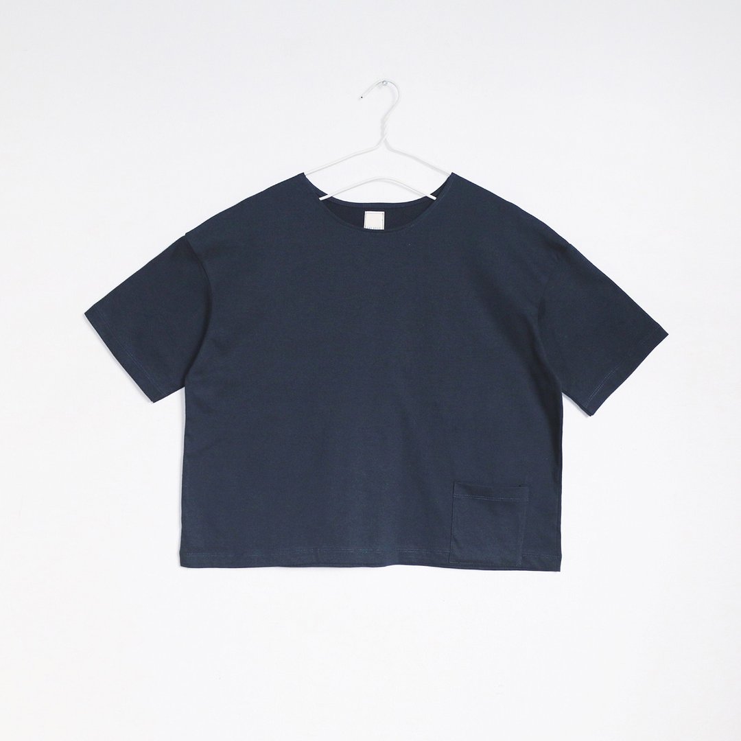 pocket crop t-shirt - 女装 T 恤 - 棉 蓝色
