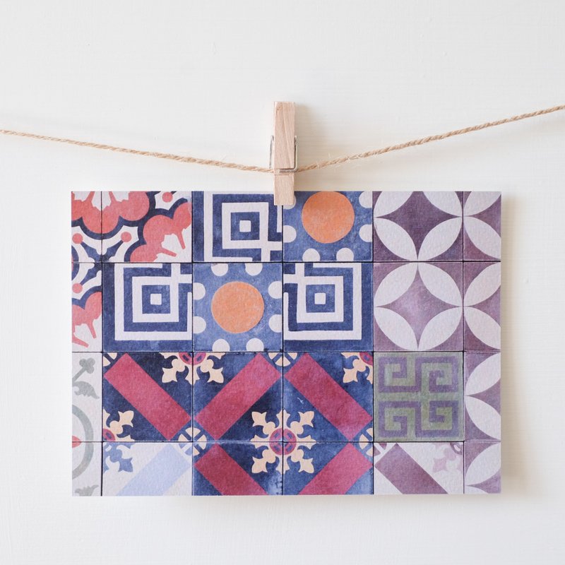 花砖 / 旅行明信片 / 旅の叶书 - 卡片/明信片 - 纸 多色