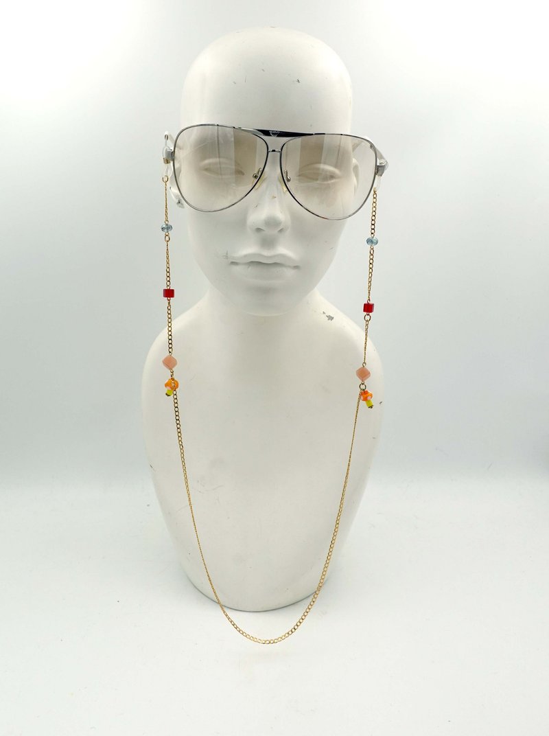 水晶宝石装饰眼镜链 镀18K金不易掉色 流行时尚IG网红打卡造型照 - 眼镜/眼镜框 - 其他金属 金色