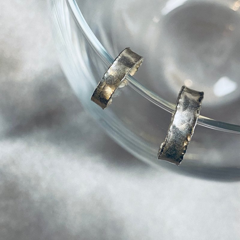 手作纹理耳骨夹 - 耳环/耳夹 - 银 银色