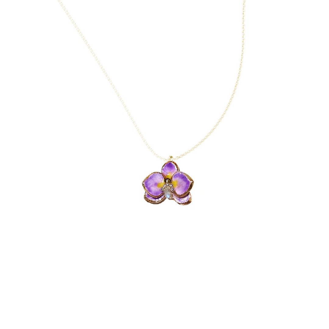 手工珠宝饰品 珐琅系列 兰花orchid项链 预购 - 项链 - 珐琅 白色