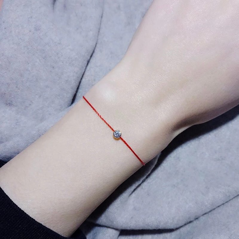 闺蜜链 纯银锆石红线手链 白k/黄k/玫瑰金 15+3cm-全红线 - 手链/手环 - 纯银 红色