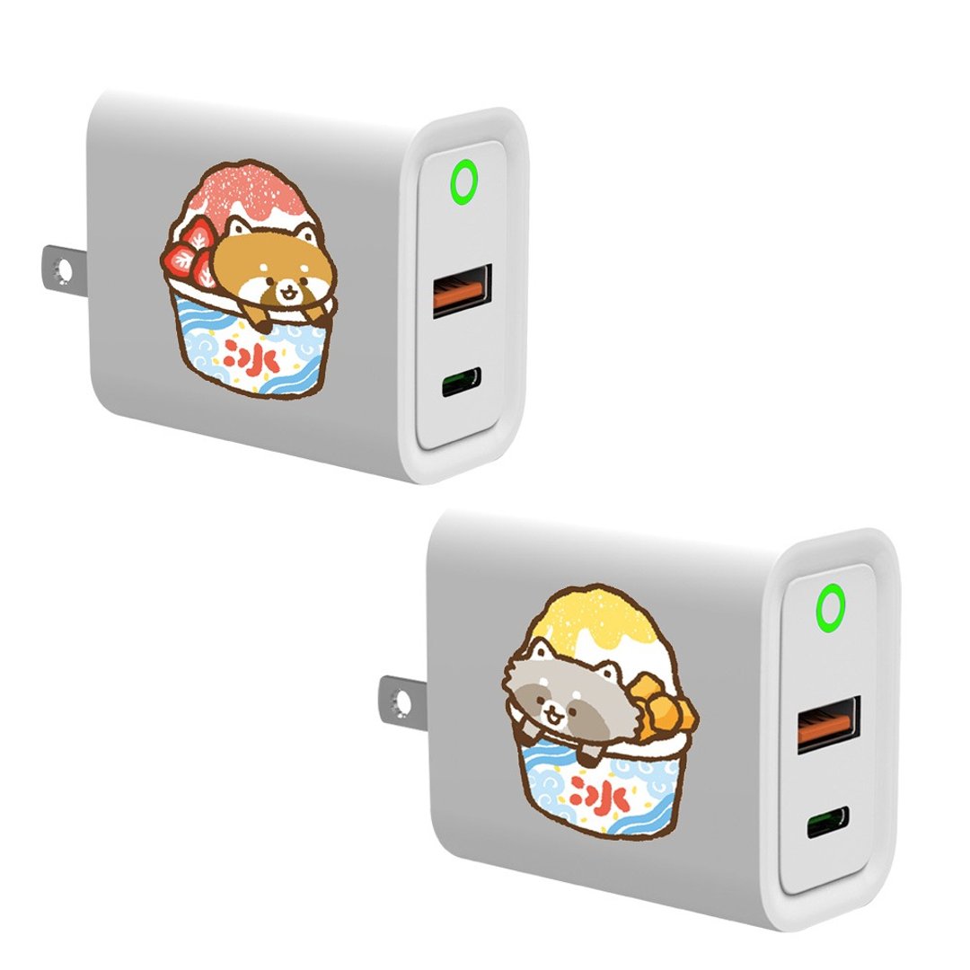浣熊菓子屋日式刨冰系列USB3.0+PD20W双孔充电器 - 数码小物 - 塑料 多色