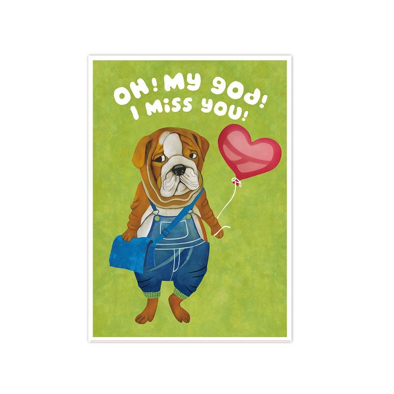明信片 — 小狗:我好想你 - 卡片/明信片 - 纸 