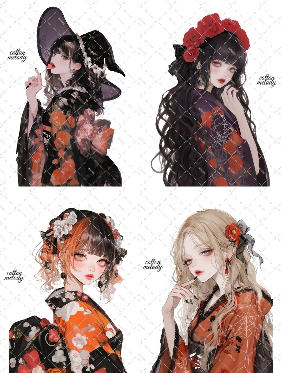 【数量限定】 万圣节 / compact set / 25种各5张 / cotton melody / 少量套组 / 人物贴纸 / 附赠品 - 贴纸 - 纸 