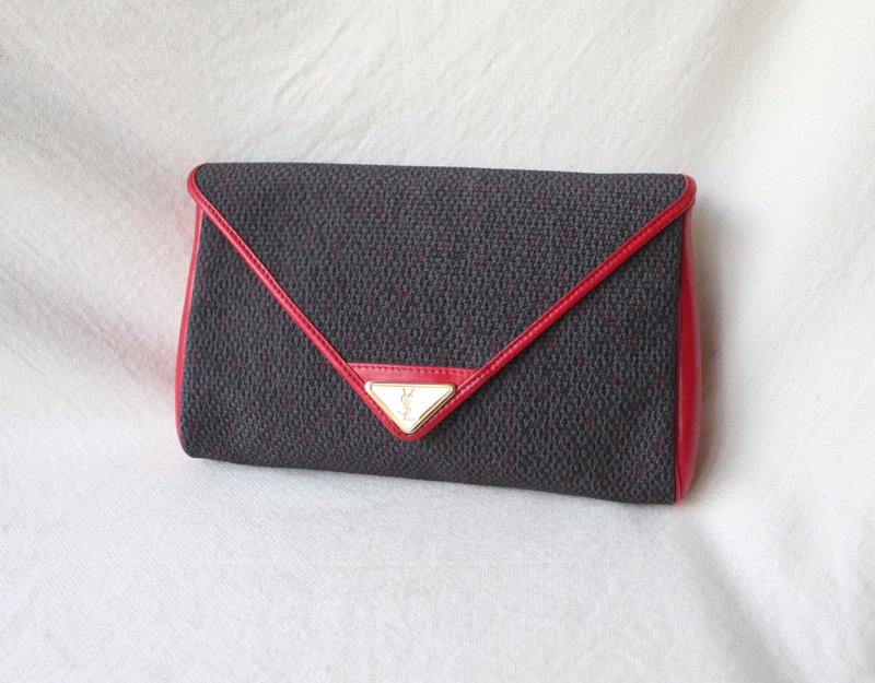 FOAK古着 /保留中/YSL正红色古董手拿包 - 手拿包 - 真皮 