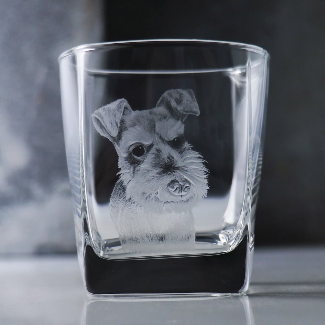 定制化礼物295cc【宠物写实】雪纳瑞 犬画像 威士忌杯 狗狗 - 订制画像 - 玻璃 灰色