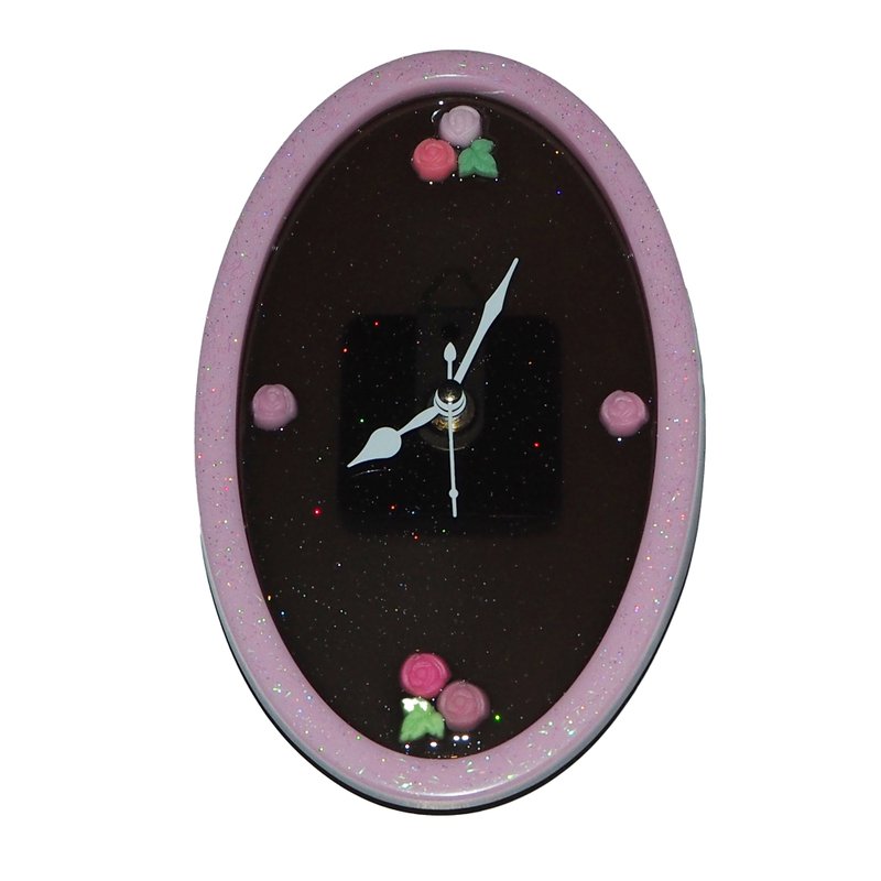 草莓巧克力椭圆形时钟 - 时钟/闹钟 - 塑料 粉红色