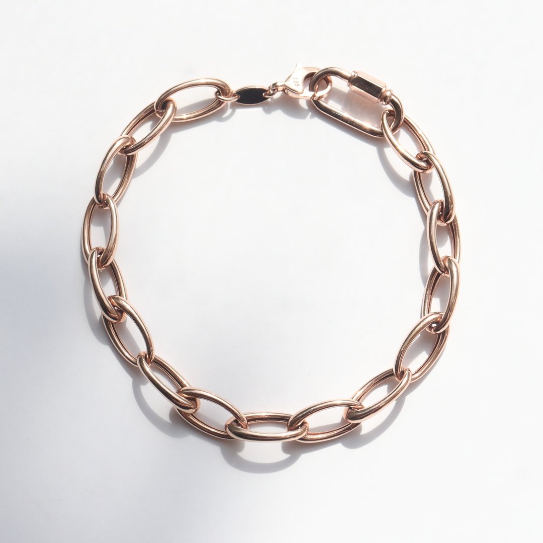 14K Elliptic Chain Bracelet 椭圆粗链手链 (含椭圆扣) - 手链/手环 - 贵金属 金色