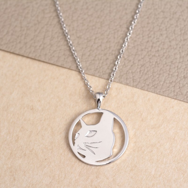 宠物肖像纯银项链-猫咪造型 - 项链 - 其他金属 银色