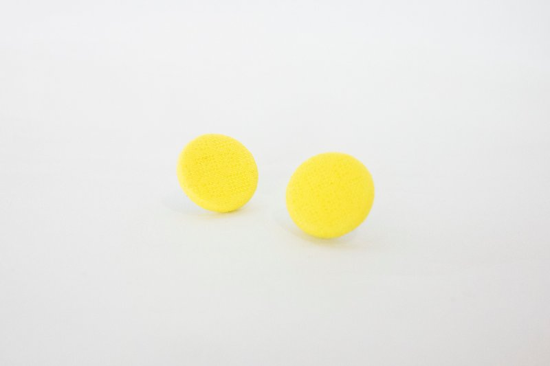 Circle dot 柠檬锭 织布 不锈钢耳针 耳环 耳夹 339 - 耳环/耳夹 - 聚酯纤维 黄色