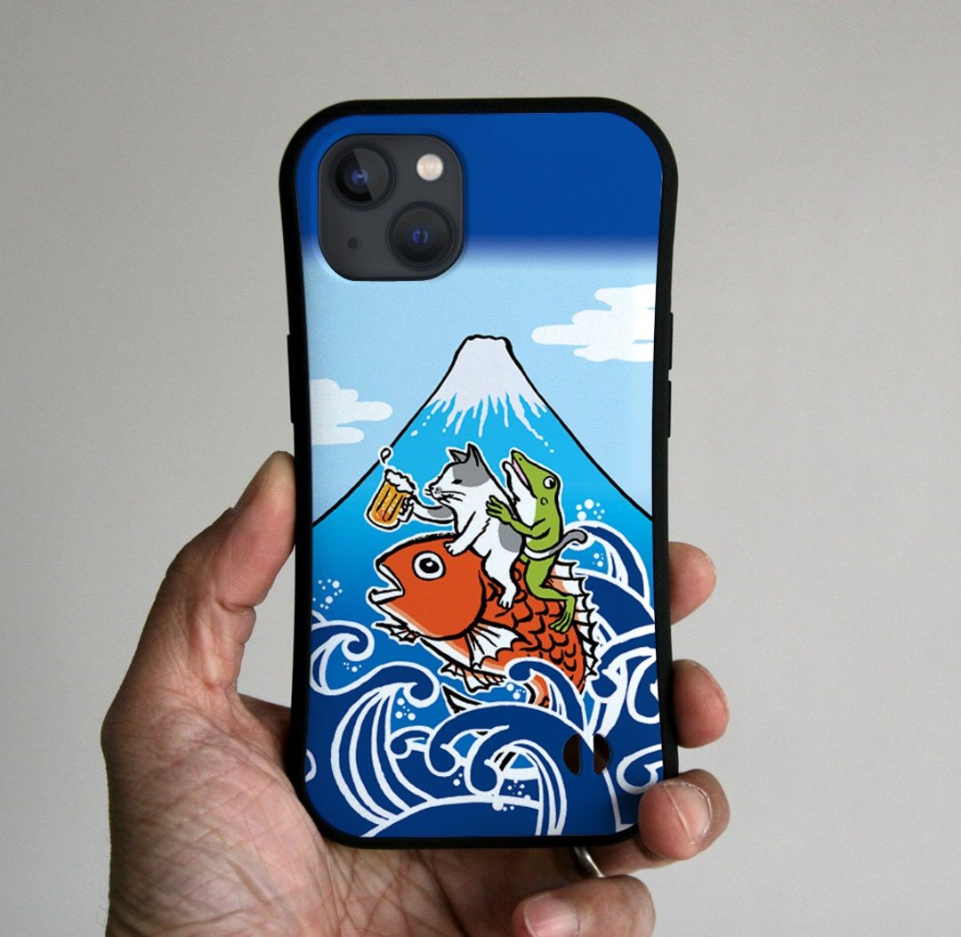 Grip iPhone case Happy to ride a sea bream - 手机壳/手机套 - 塑料 蓝色