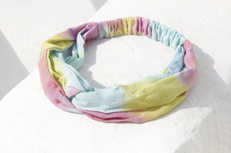 圣诞礼物 圣诞市集 交换礼物 限量一件 手工发带 / 法式发带 / 双结发带 / 松紧发带 / 手工棉发带 / 渐层发带 - 缤纷渐层彩虹 - 发饰 - 棉．麻 多色