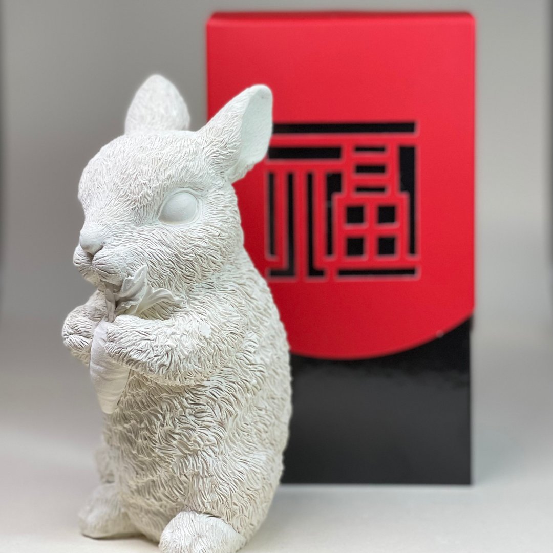 24h出货 香氛兔与美食-小盘套组 扩香石 公仔 交换礼物 圭藻 居家 - 香薰/精油/线香 - 其他材质 白色