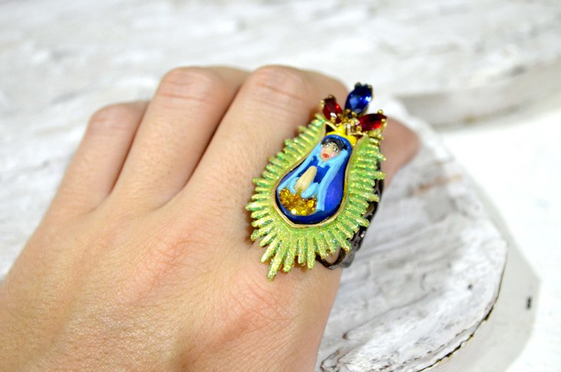 复古艺术闪钻皇室风戒指 高贵优雅 日本二手中古珠宝首饰古着 - 戒指 - 其他材质 