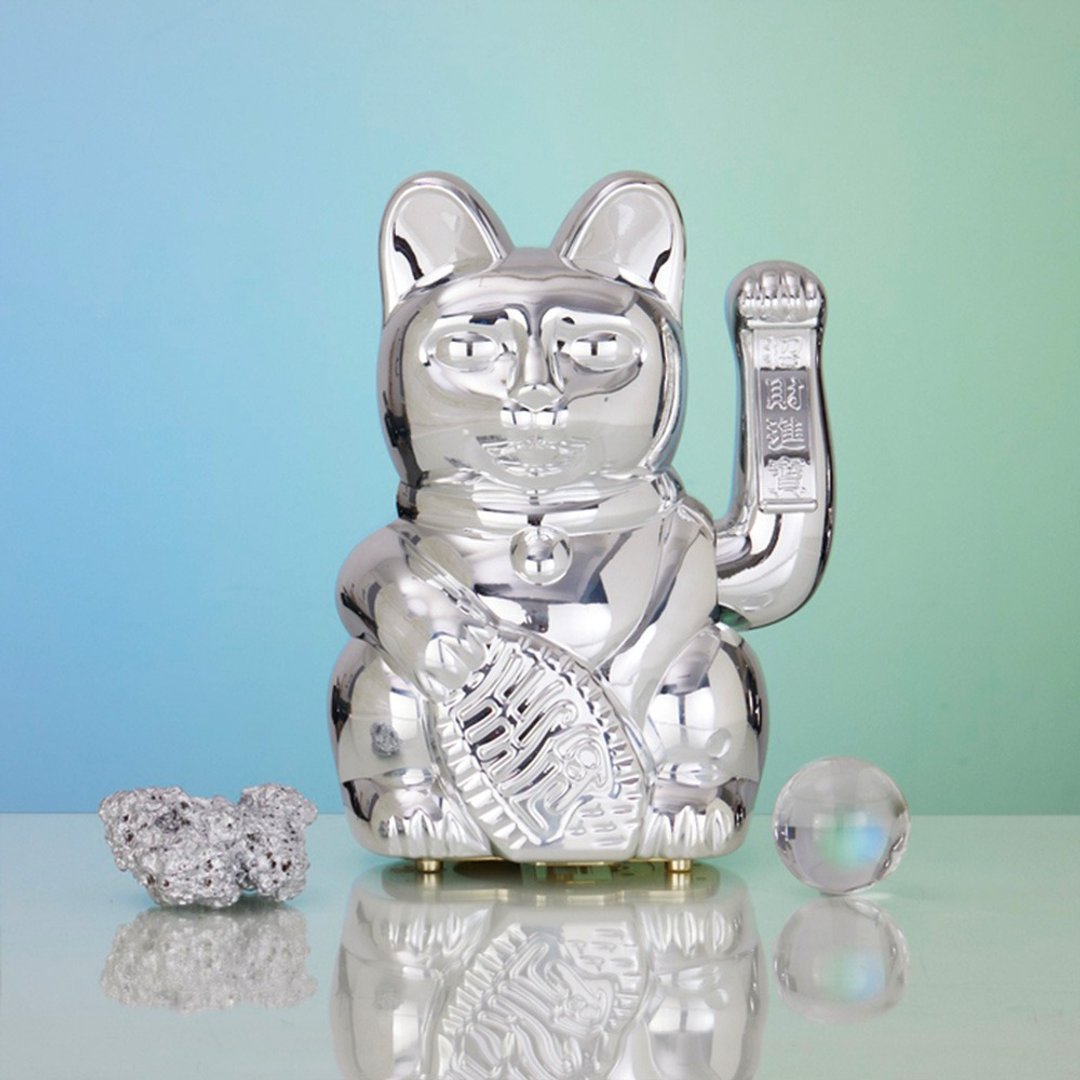Jumbo Lucky Cats 特大号幸运缤纷自动招手招财猫-幸运闪银色 - 玩偶/公仔 - 其他材质 金色