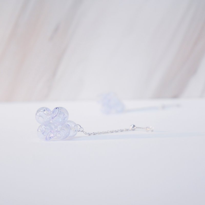 简约Bubble Bubbles 立体气泡玻璃球宁静粉蓝925纯银耳环 - 耳环/耳夹 - 玻璃 紫色